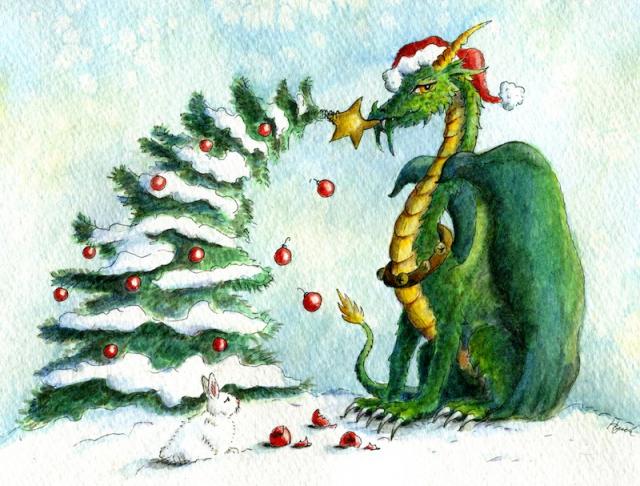 Christmas dragon - reach for the stars
